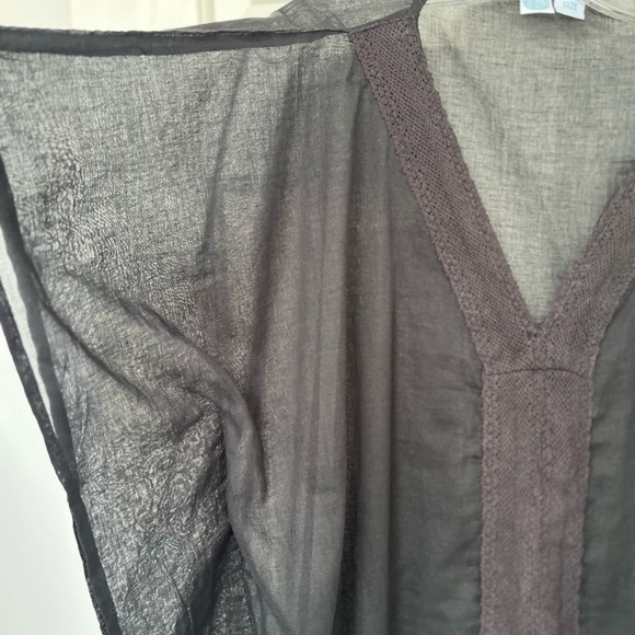 Sorbetto Boho Black Cotton Caftan Swim Cover-Up OS - Picture 7 of 12